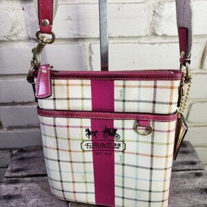 Euc Coach Multi-Color Heritage Tattersall Crossbody Bag Purse